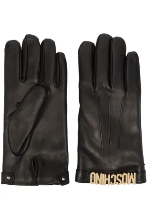 Moschino Logo-letter leather gloves