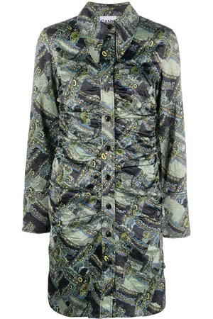 Ganni Paisley-print button-up dress