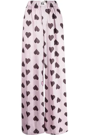 Natasha Zinko Heart-print wide-leg trousers