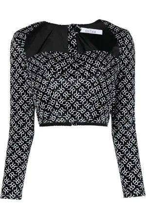 Rokh Monogram-print bustier corset top
