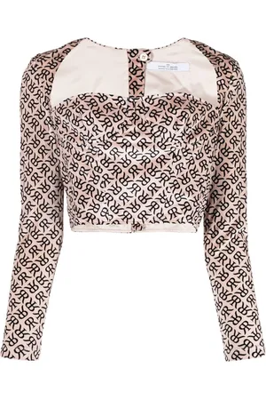 Rokh Monogram-print bustier corset top