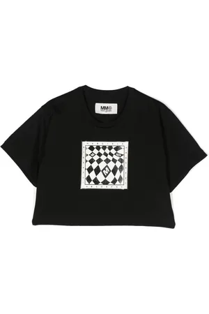Maison Margiela Monochrome graphic print cropped T-shirt