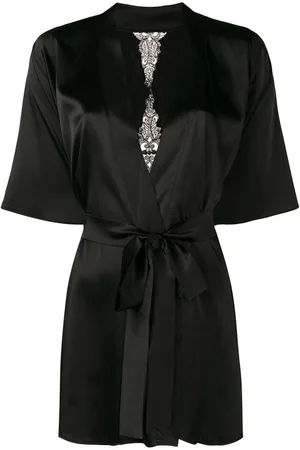 Fleur of England Onyx lace-embroidered robe