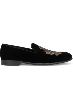 Dolce & Gabbana Embroidered velvet slippers