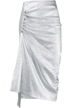 Paco rabanne Ruched metallic midi skirt
