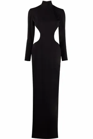 Monot Open-back high-neck cut-out evening gown