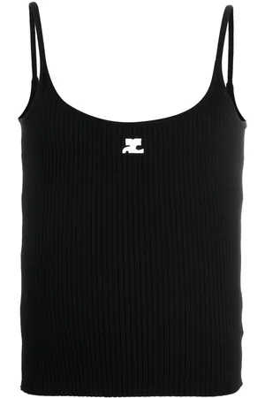 Courrèges Logo-patch ribbed tank top