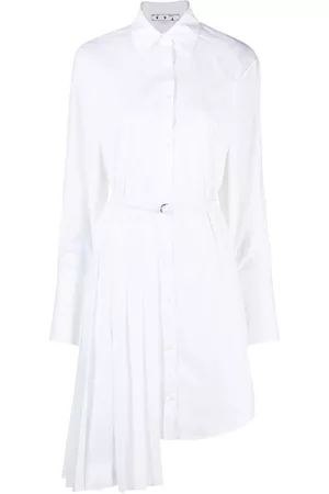 OFF-WHITE Kobieta Sukienki asymetryczne - Asymmetric pleated shirt dress