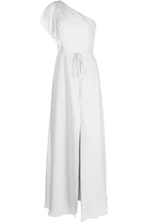 Marchesa Notte Tied-waist single-shoulder dress
