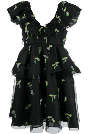 Ganni Animal-print ruffled minidress