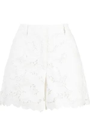 Self-Portrait Embroidered high-waisted shorts