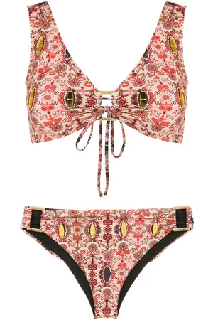 AMIR SLAMA Floral-print V-neck bikini