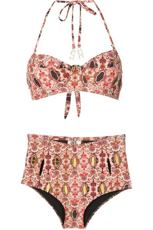 AMIR SLAMA Floral-print halterneck bikini