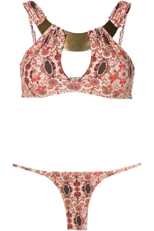 AMIR SLAMA Floral-print cut-out bikini
