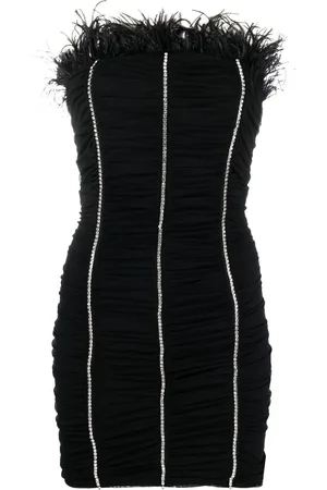 Patrizia Pepe Crystal-embellished feather-detail dress