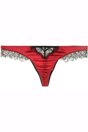 Kiki de Montparnasse Lace Inset silk charmeuse thong