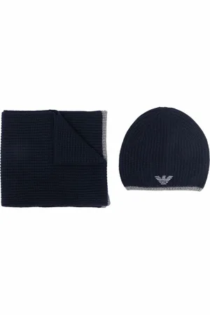 Emporio Armani Embroidered-logo hat and scarf set