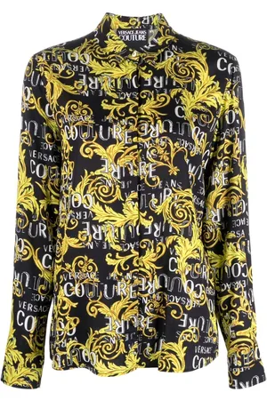 VERSACE Logo print buttoned shirt