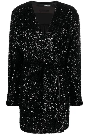 ROTATE Sequin-embellished wrap minidress