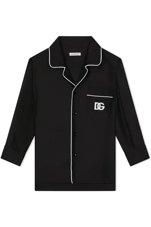 Dolce & Gabbana Logo-embroidered silk pajama shirt
