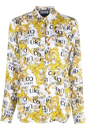 VERSACE Logo print buttoned shirt