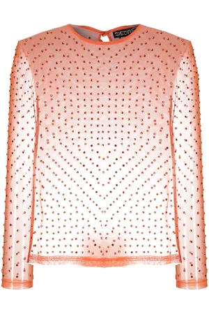 SIEDRES Crystal-embellisment sheer blouse
