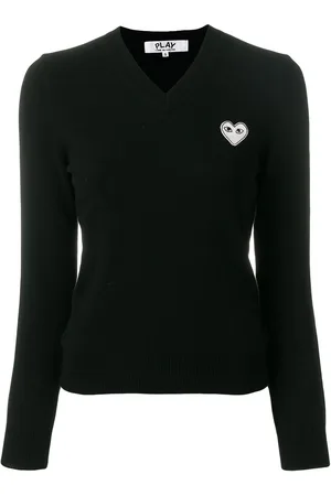 Comme des Garçons V-neck heart-logo sweater