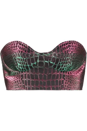 Balmain Embossed-crocodile crop top
