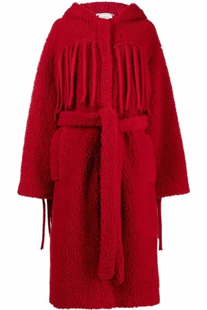 Stella McCartney Fringed belted teddy coat