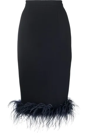 Styland Feather-trim high-waisted skirt