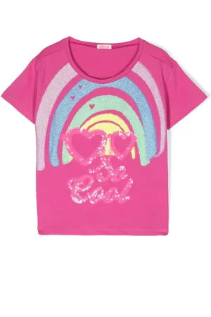 Billieblush Rainbow-motif sequinned T-shirt