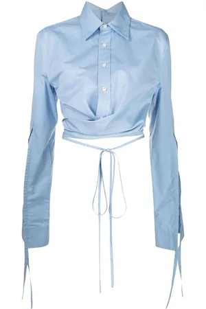 MONSE Cropped wrap-front shirt