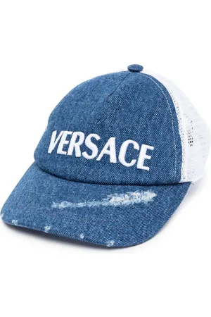 VERSACE Distressed denim baseball cap