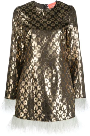 La DoubleJ Twiggy feather-trim minidress