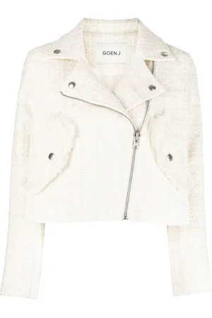 GOEN.J Tweed cropped biker jacket