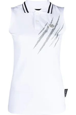 Philipp Plein Scratch-print sleeveless polo shirt