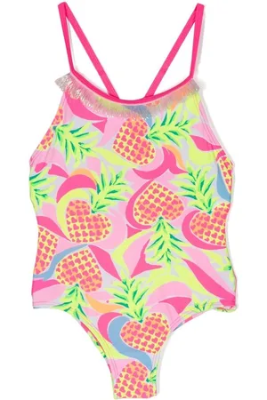 Billieblush Fringe-detail pineapple-print swimsuit
