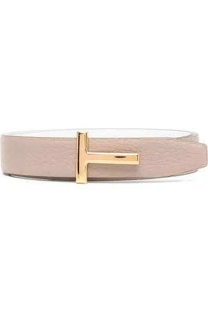 Tom Ford Leather logo plaque belt