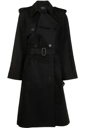 GOEN.J Double-breasted lace-paneled trench coat