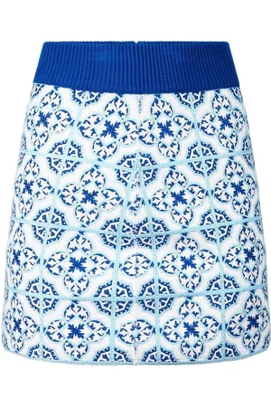 RTA Matilde tile-motif fitted skirt