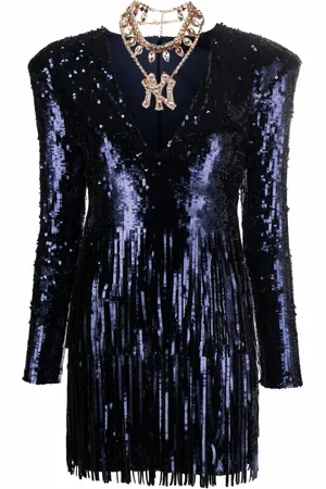 Philipp Plein Sequin-embellished V-neck mini dress