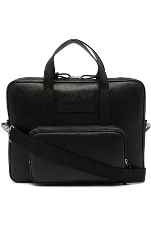 Emporio Armani Leather logo patch briefcase