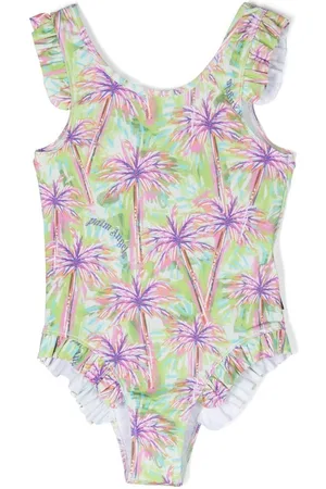 Palm Angels Palm tree ruffled one-piece