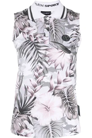 Philipp Plein Floral sleeveless polo shirt