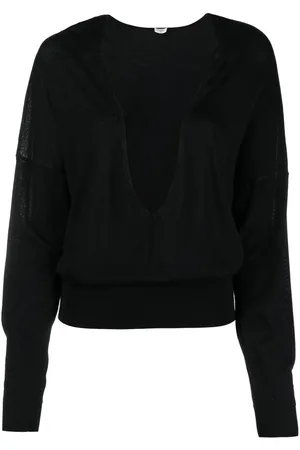 Saint Laurent Plunging V-neck knit top
