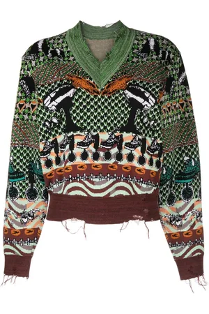 JNBY Distressed patterned intarsia knit jumper