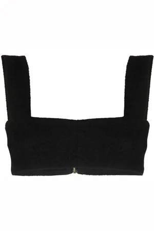Patou Square-neck tweed crop top