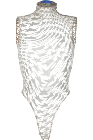 MUGLER Star-mesh sleeveless bodysuit