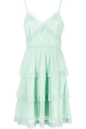 Twin-Set Lace-trim ruffled mini dress