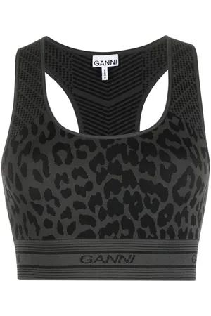 Ganni Leopard-print racerback bralette